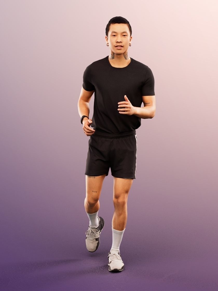 Henrik 12560 - Running Asian Man Low-poly 3D model_2