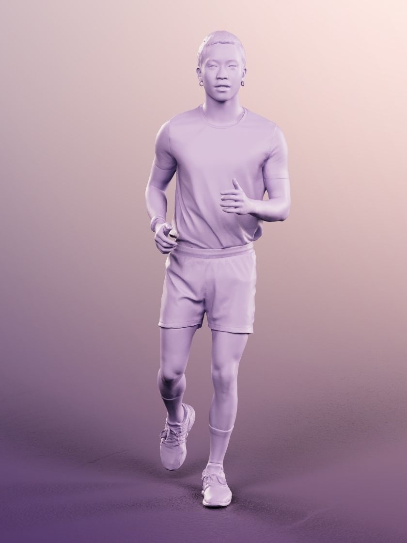 Henrik 12560 - Running Asian Man Low-poly 3D model_4