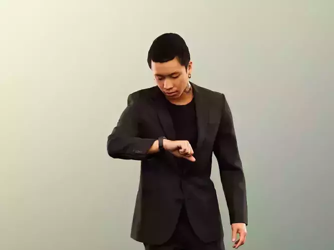 Henrik 12557 - Walking Elegant Asian Man Low-poly 3D model