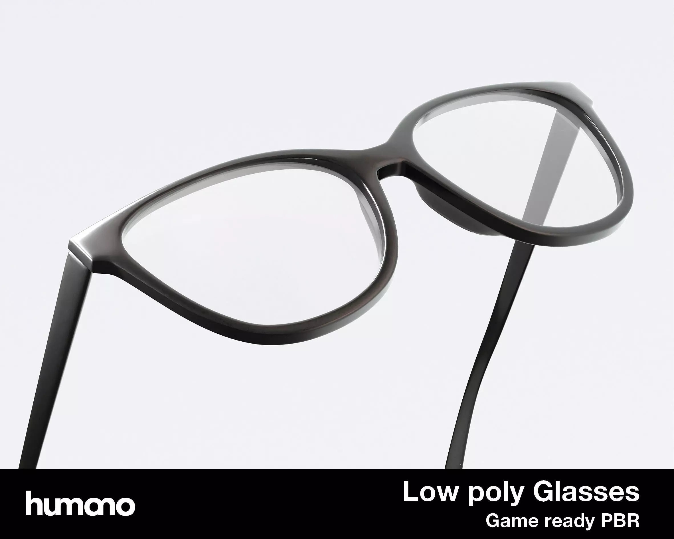 Humano Glasses 01 Low Poly PBR Game Ready model Low-poly 3D model_0