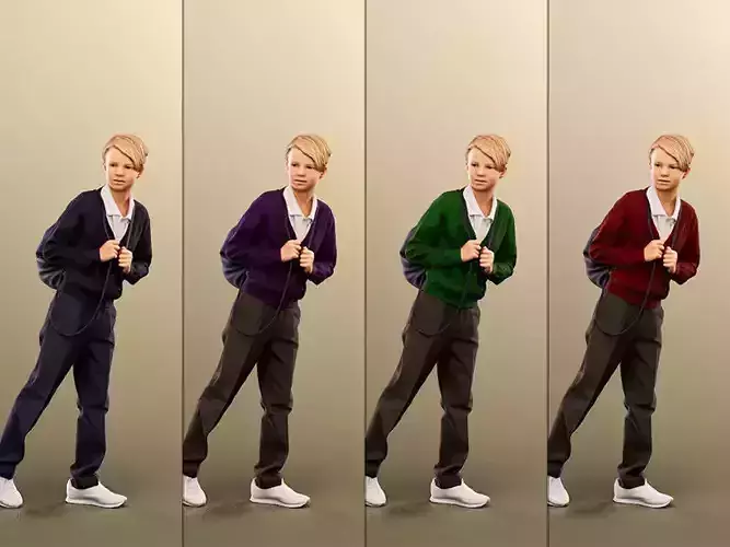 Markus 12492 - 4 Texturevariations - Walking Schoolkid Backpack Low-poly 3D model