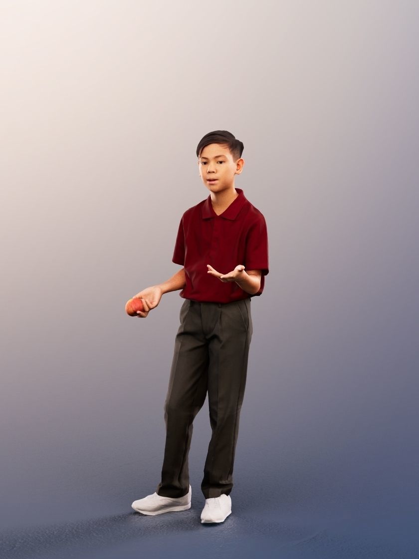 Jordan 12472 - 4 Texturevariations - Talking Schoolboy Low-poly 3D model_11