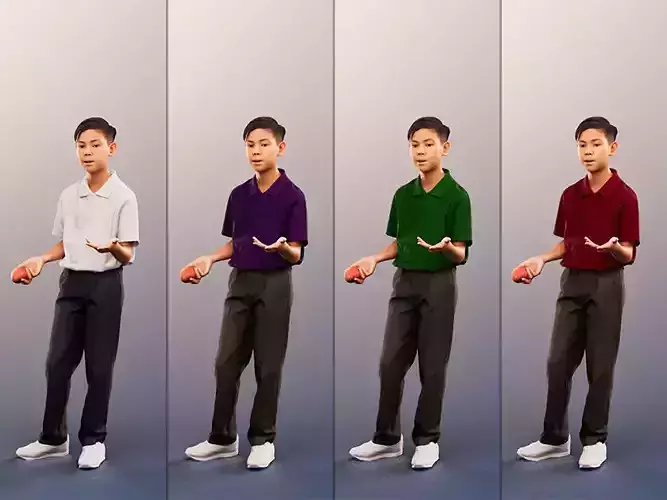 Jordan 12472 - 4 Texturevariations - Talking Schoolboy Low-poly 3D model Jordan 12472 - 4 Texturevariations - Talking Schoolboy Low-poly 3D model