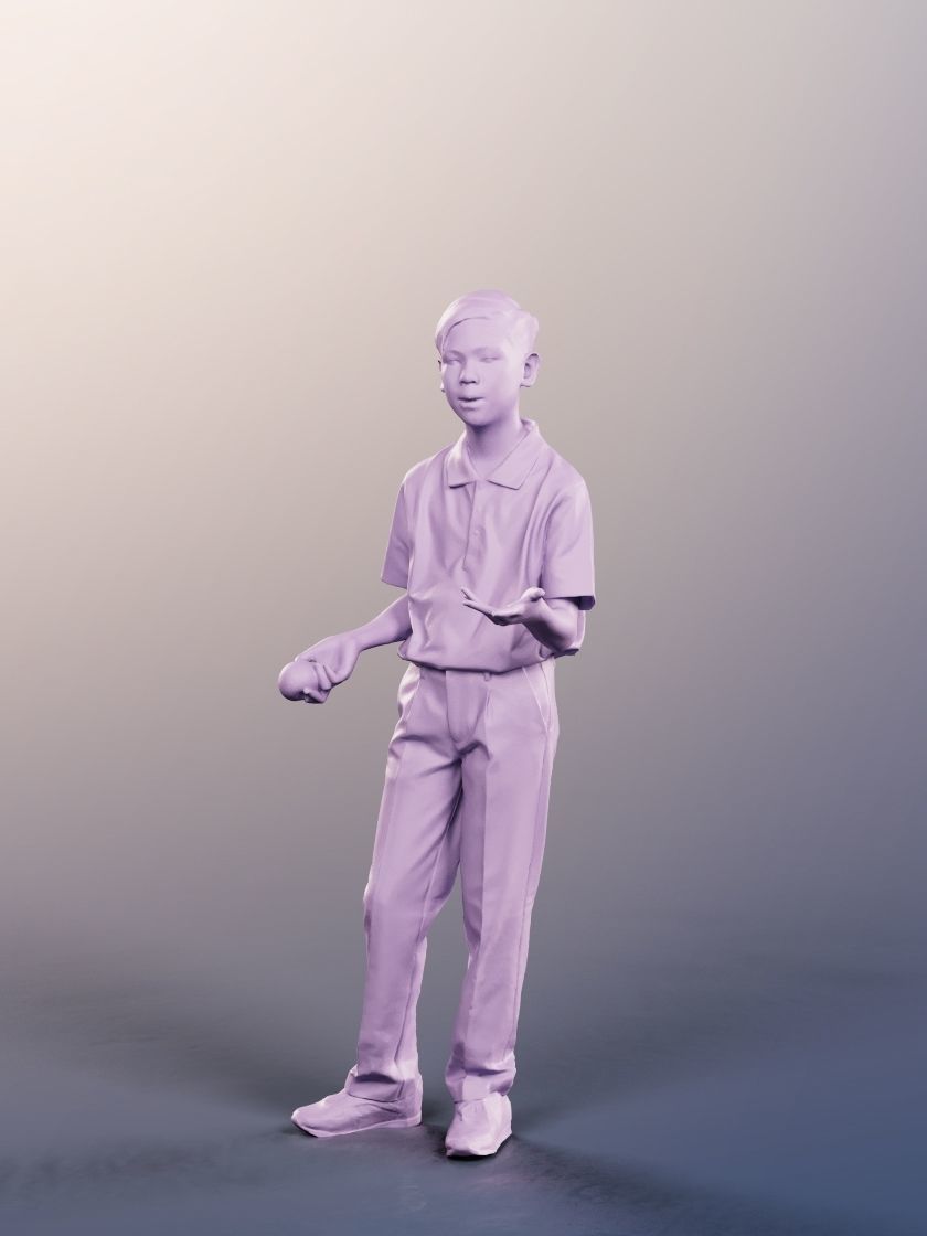 Jordan 12472 - 4 Texturevariations - Talking Schoolboy Low-poly 3D model_13