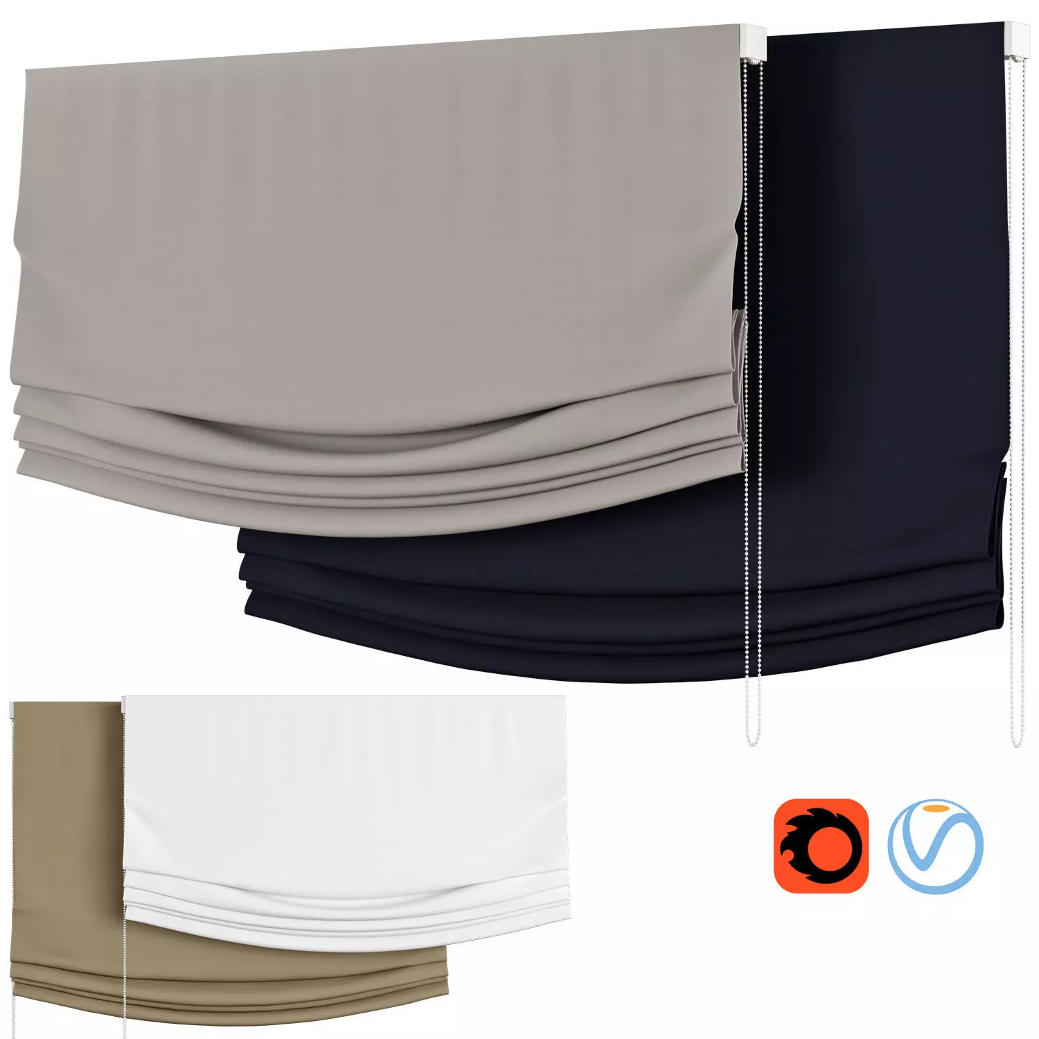 Roman Curtains 139 Relax Roman Shades Vitra 3D model