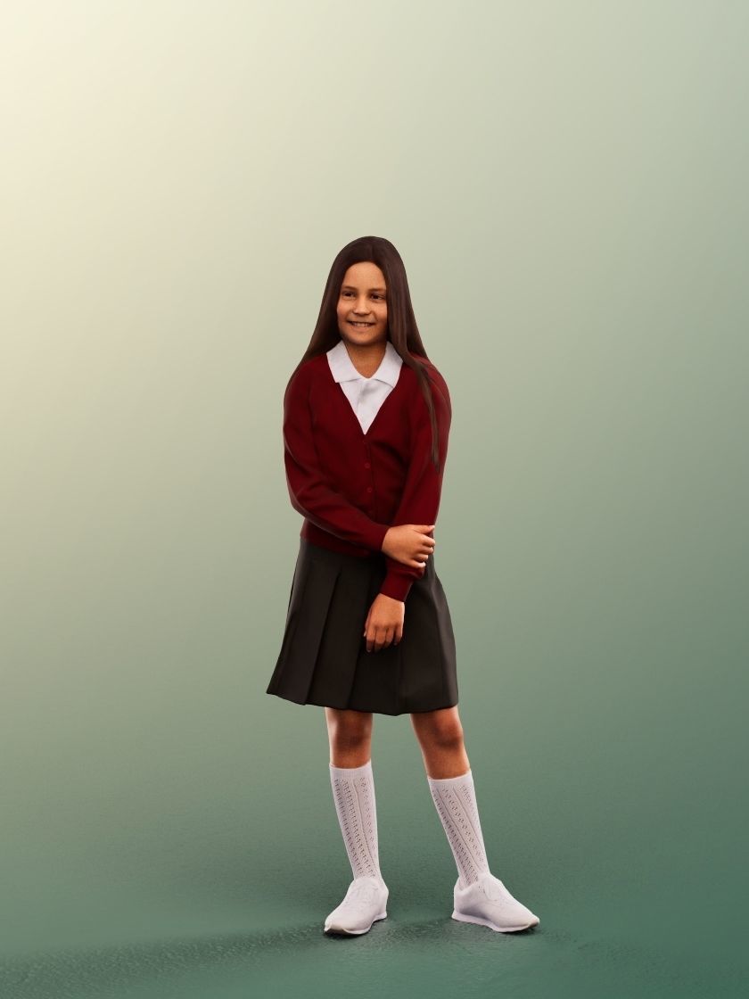 Layla 12410 - 4 Texturevariations - Standing Schoolgirl Low-poly 3D model_11