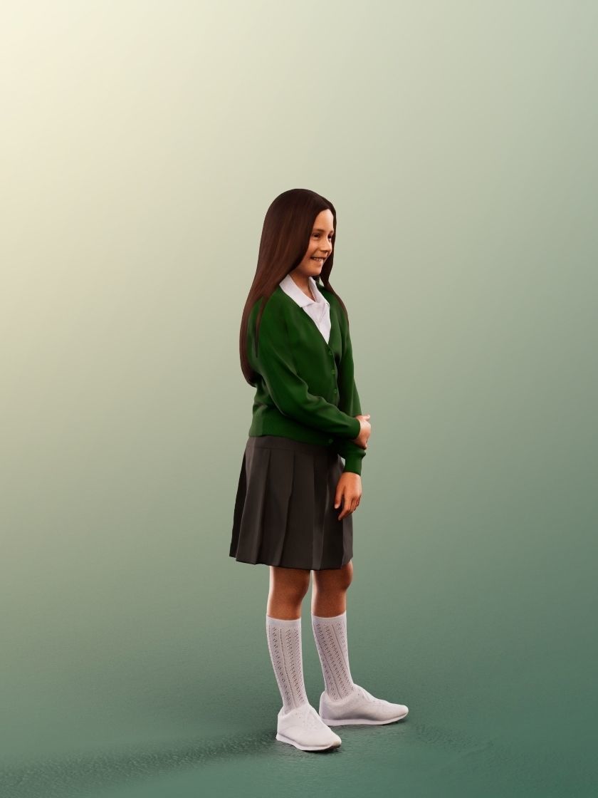 Layla 12410 - 4 Texturevariations - Standing Schoolgirl Low-poly 3D model_10