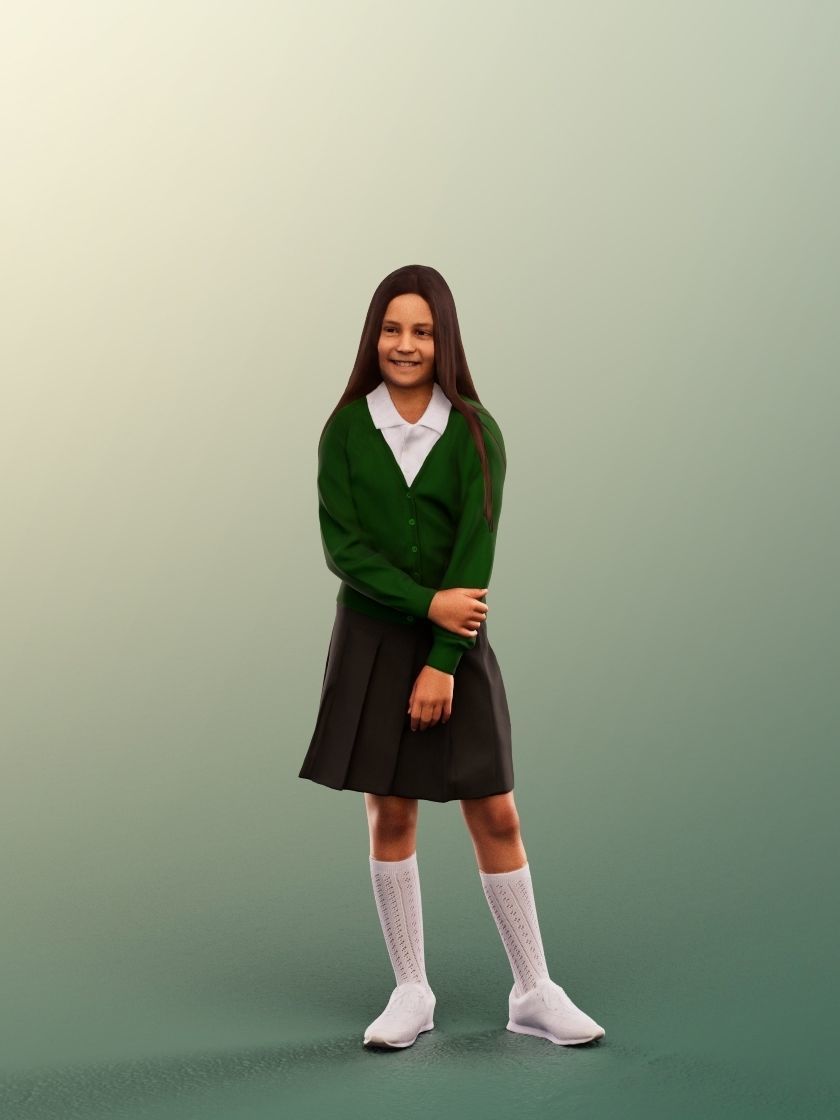 Layla 12410 - 4 Texturevariations - Standing Schoolgirl Low-poly 3D model_9