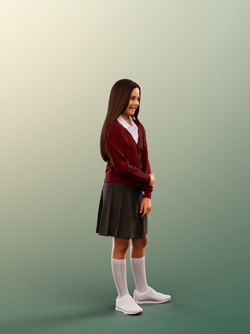 Layla 12410 - 4 Texturevariations - Standing Schoolgirl Low-poly 3D model_12