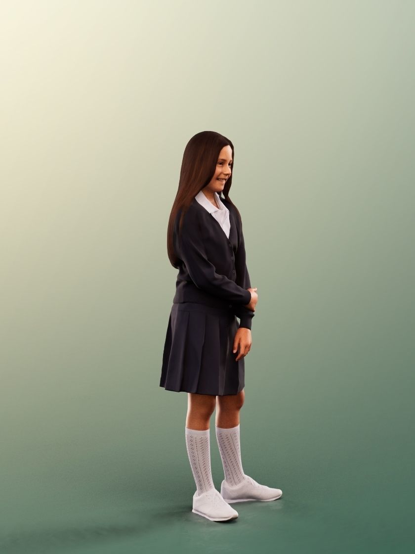 Layla 12410 - 4 Texturevariations - Standing Schoolgirl Low-poly 3D model_6