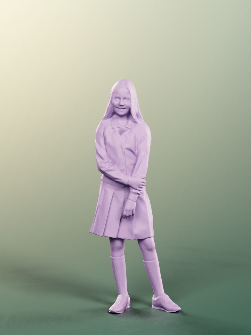 Layla 12410 - 4 Texturevariations - Standing Schoolgirl Low-poly 3D model_13
