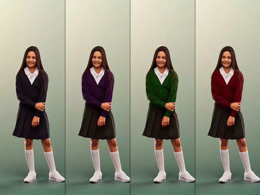 Layla 12410 - 4 Texturevariations - Standing Schoolgirl Low-poly 3D model_0