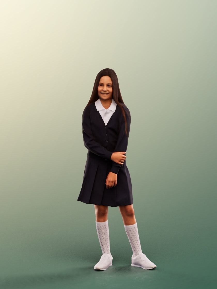 Layla 12410 - 4 Texturevariations - Standing Schoolgirl Low-poly 3D model_5