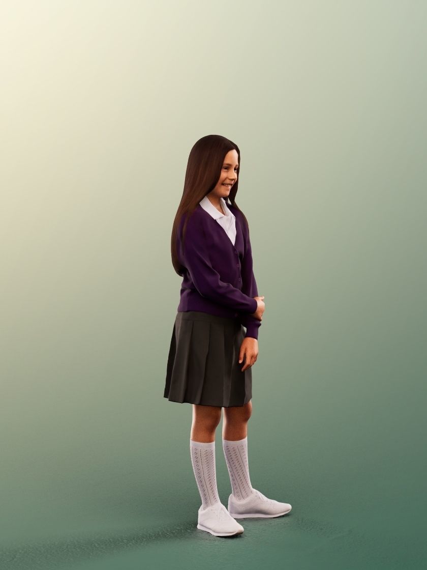 Layla 12410 - 4 Texturevariations - Standing Schoolgirl Low-poly 3D model_8