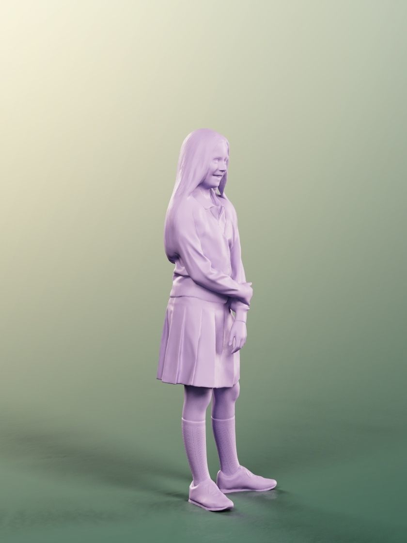 Layla 12410 - 4 Texturevariations - Standing Schoolgirl Low-poly 3D model_14