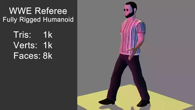 WWE Referee fully rigged - Humanoid Low-poly 3D model