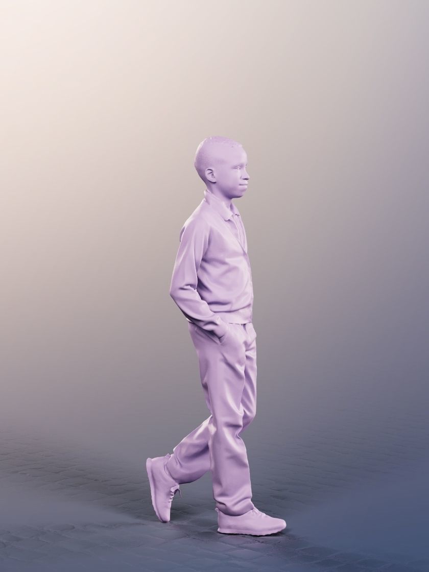 Nelson 12390 - 4 Texturevariations - Standing Black Schoolboy Low-poly 3D model_12