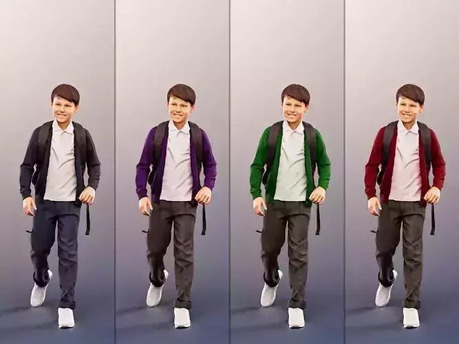 Manuel 12354 - 4 Texturevariations - Walking Schoolboy Backpack Low-poly 3D model Manuel 12354 - 4 Texturevariations - Walking Schoolboy Backpack Low-poly 3D model