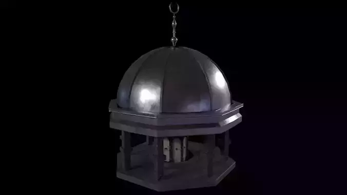 Courtyard Game Ready Low Poly 3D Model metal lantern