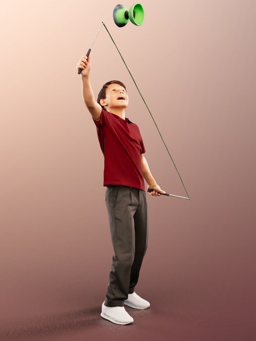 Manuel 12352 - 4 Texturevariations - Schoolboy Playing Diabolo Low-poly 3D model_14