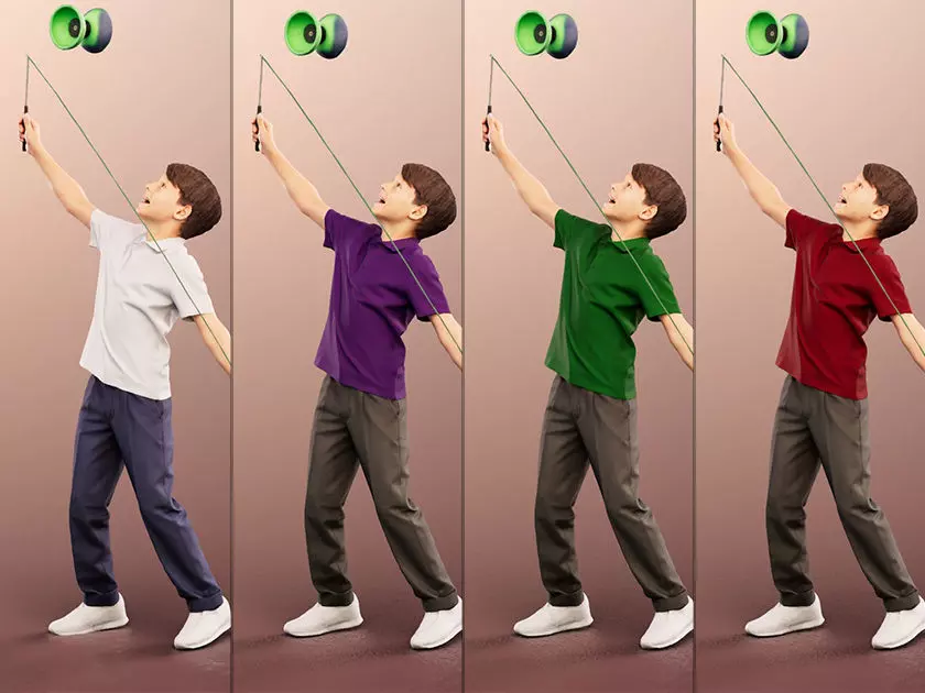 Manuel 12352 - 4 Texturevariations - Schoolboy Playing Diabolo Low-poly 3D model_0