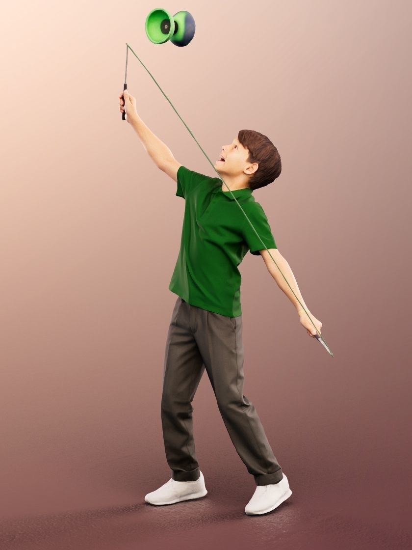 Manuel 12352 - 4 Texturevariations - Schoolboy Playing Diabolo Low-poly 3D model_10