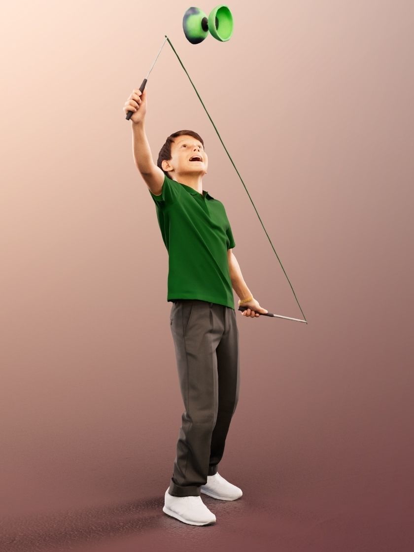 Manuel 12352 - 4 Texturevariations - Schoolboy Playing Diabolo Low-poly 3D model_9