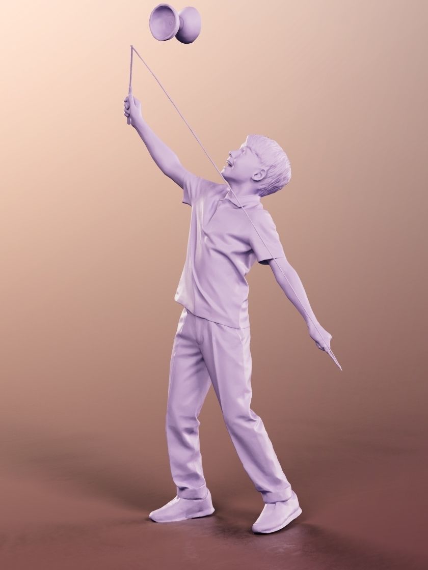Manuel 12352 - 4 Texturevariations - Schoolboy Playing Diabolo Low-poly 3D model_11