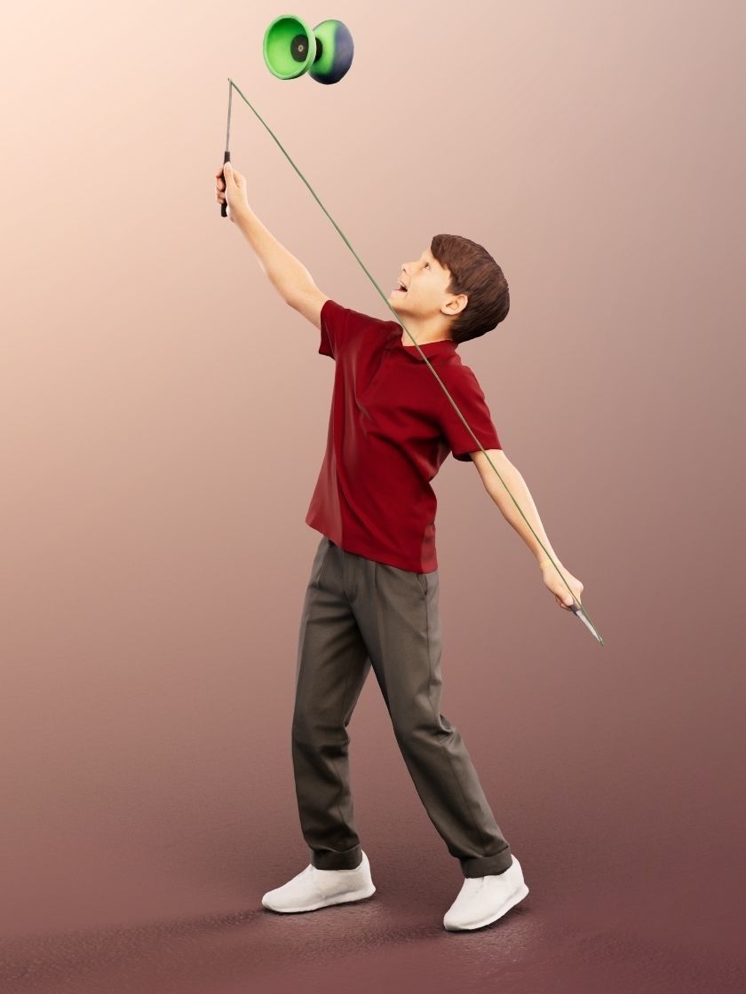 Manuel 12352 - 4 Texturevariations - Schoolboy Playing Diabolo Low-poly 3D model_13
