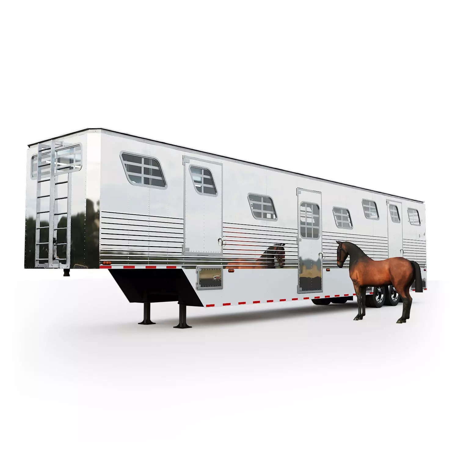 Horse Semi Trailer with horse Low-poly 3D model