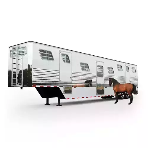 Horse Semi Trailer with horse Low-poly 3D model