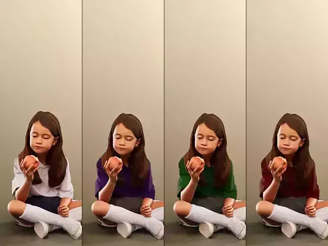 Leonie 12331 - 4 Texturevariations - Sitting Schoolgirl Eating