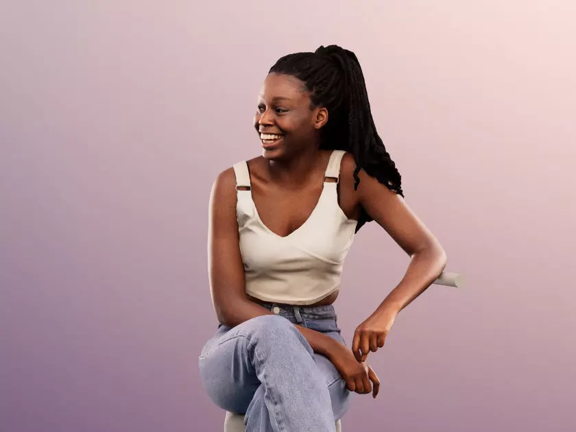 Serina 12271 - Sitting Black Woman Laughing Low-poly 3D model