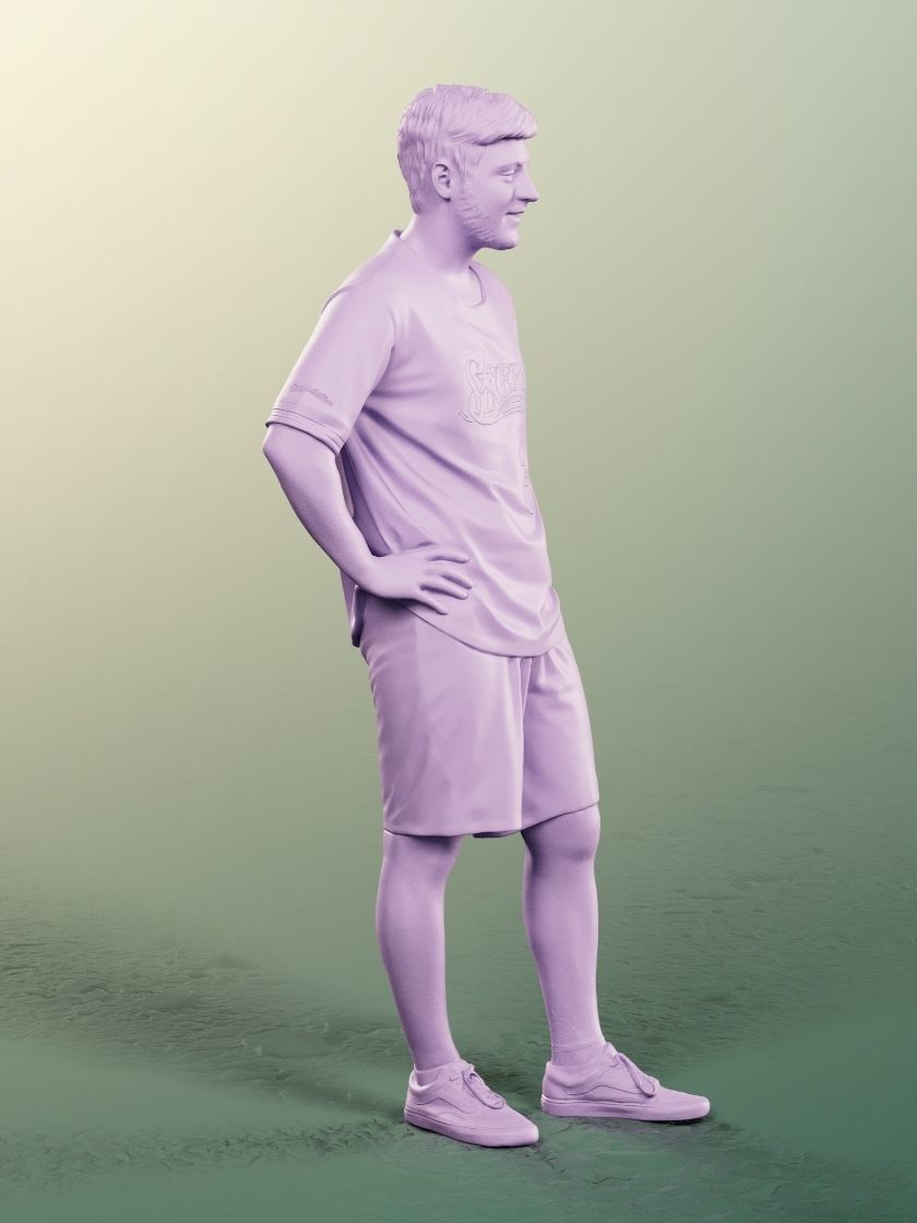 Sahin 12183 - Standing Mediterranean Man Low-poly 3D model_5