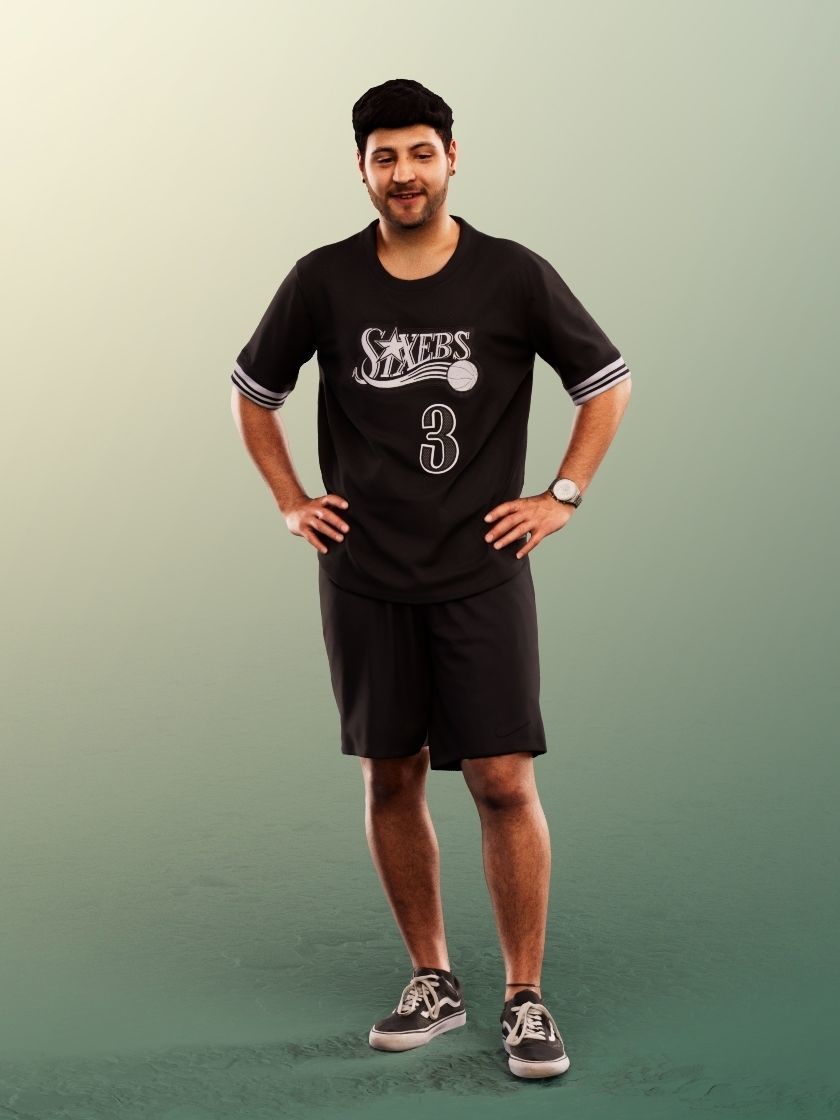 Sahin 12183 - Standing Mediterranean Man Low-poly 3D model_2