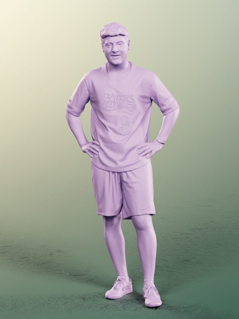 Sahin 12183 - Standing Mediterranean Man Low-poly 3D model_4