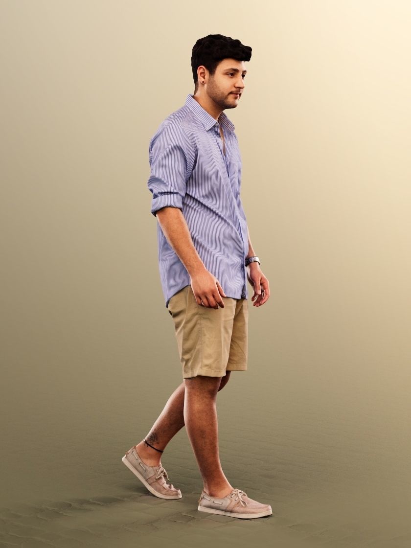 Sahin 12181 - Casual Mediterranean Man Walking Low-poly 3D model_3