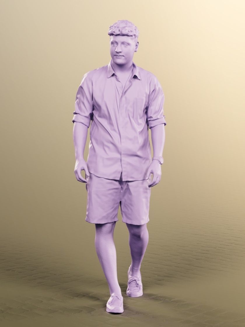 Sahin 12181 - Casual Mediterranean Man Walking Low-poly 3D model_4