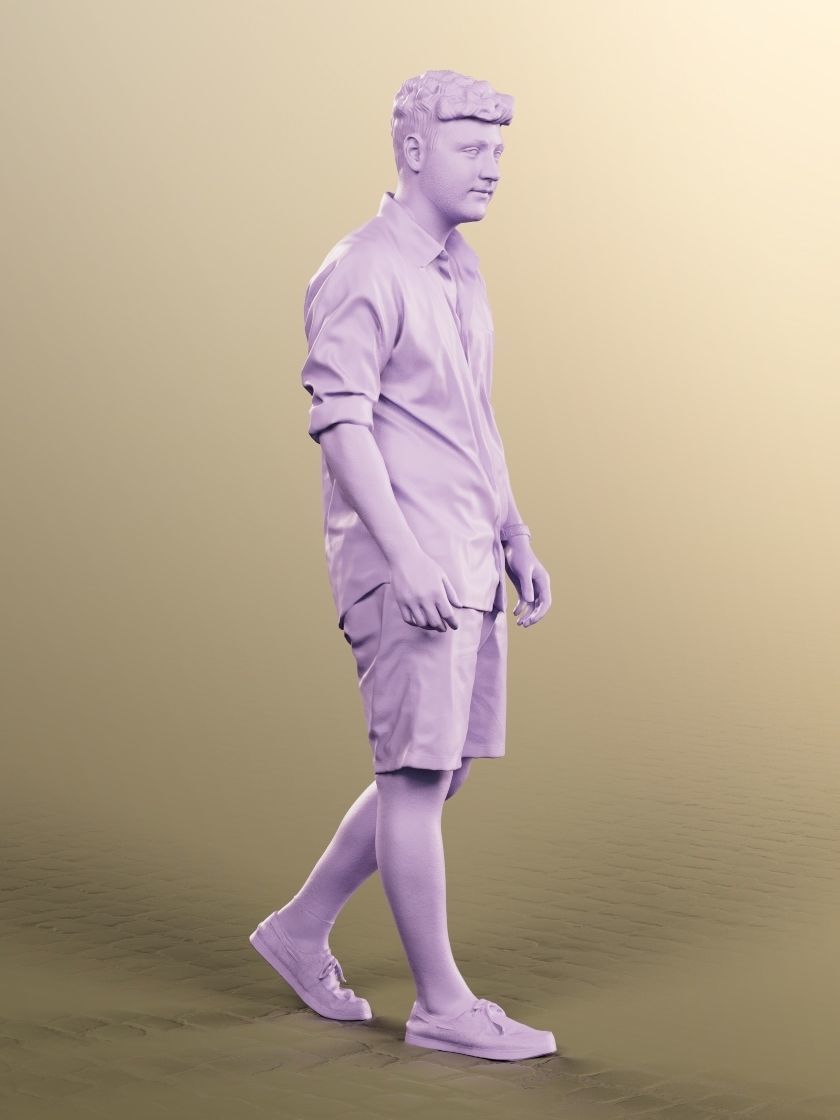 Sahin 12181 - Casual Mediterranean Man Walking Low-poly 3D model_5