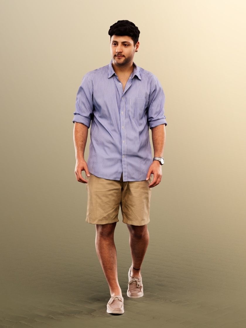 Sahin 12181 - Casual Mediterranean Man Walking Low-poly 3D model_2