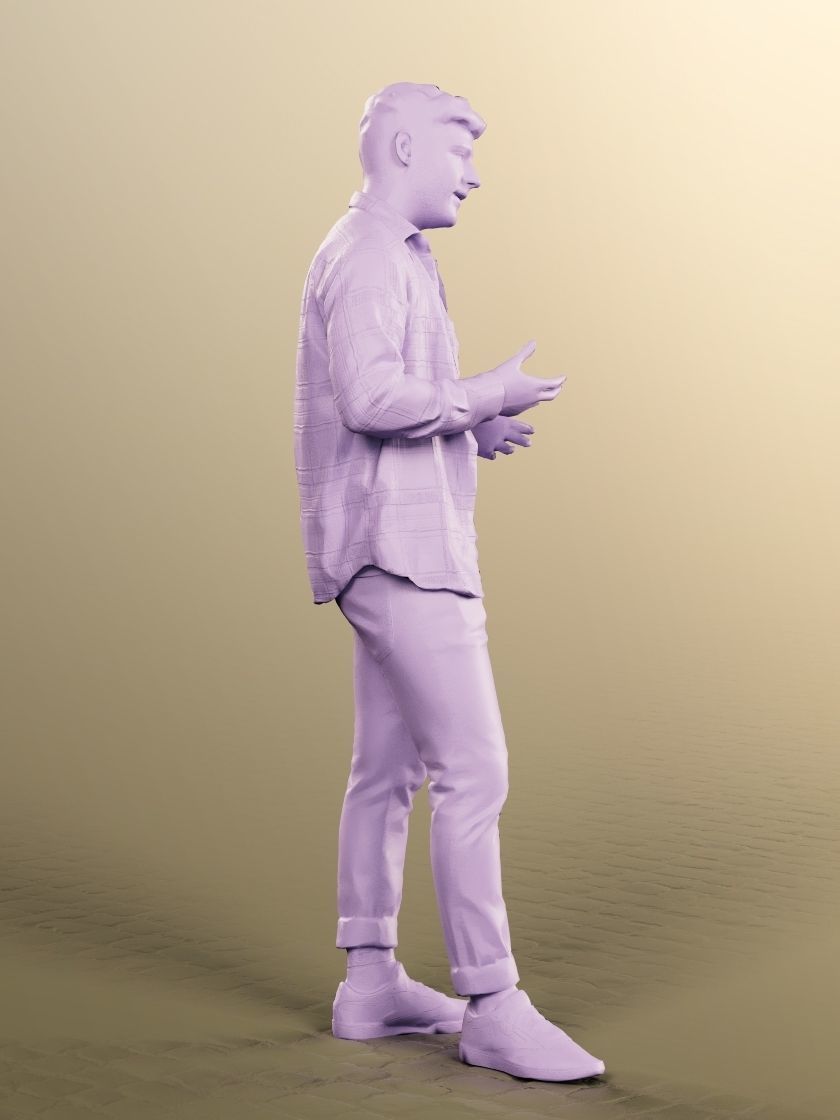 Sahin 12180 - Standing Mediterranean Man Talking Low-poly 3D model_5