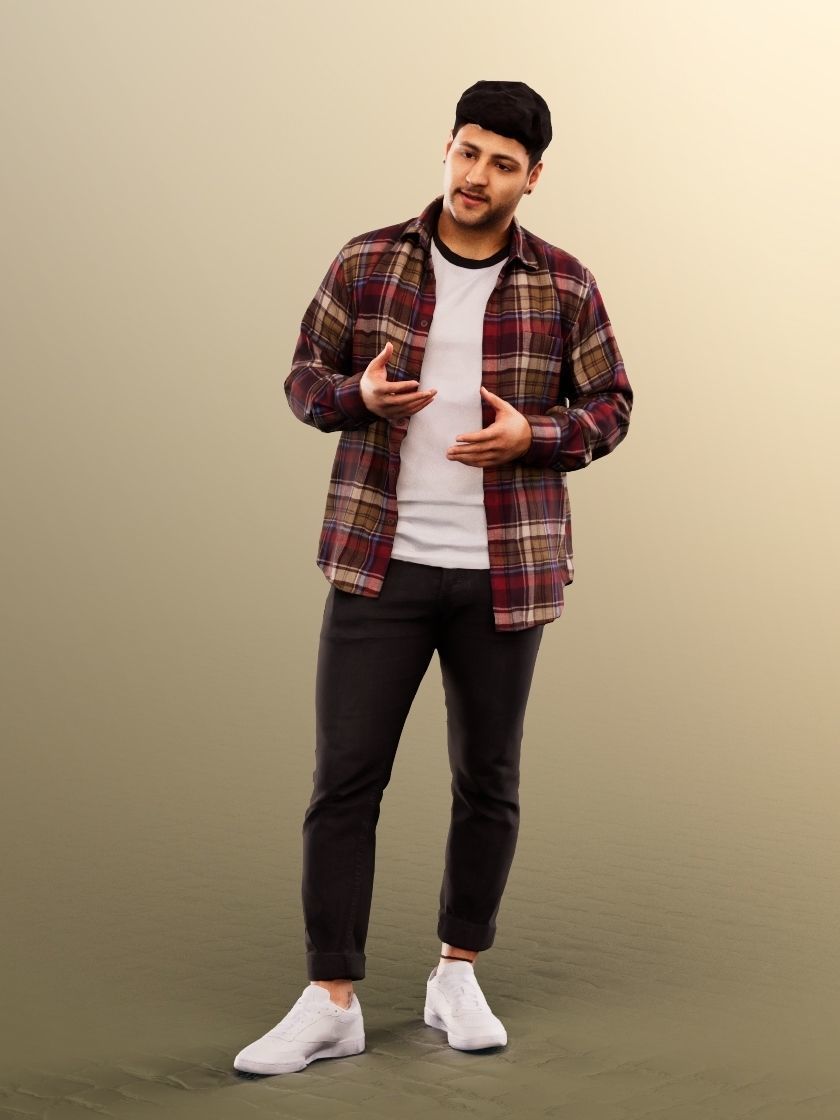 Sahin 12180 - Standing Mediterranean Man Talking Low-poly 3D model_2