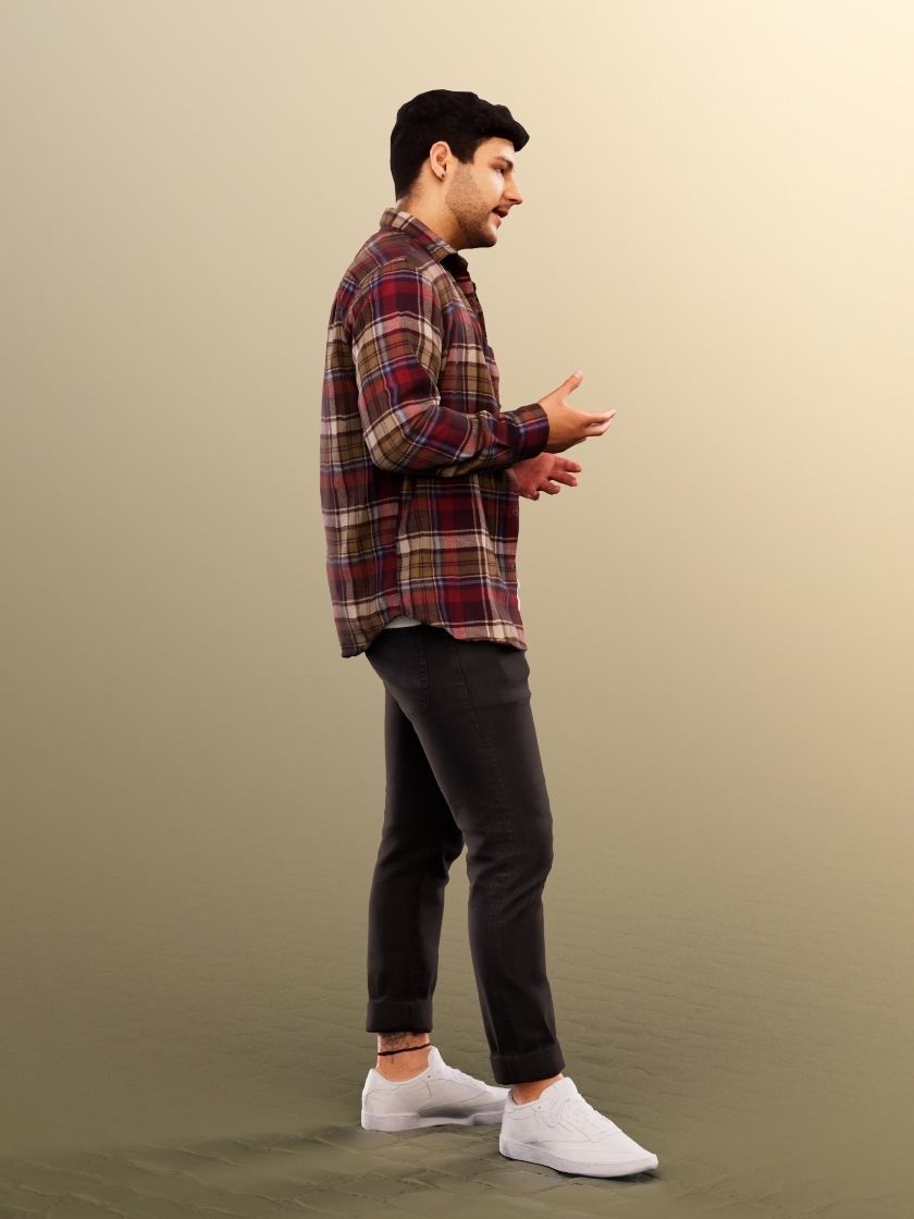 Sahin 12180 - Standing Mediterranean Man Talking Low-poly 3D model_3