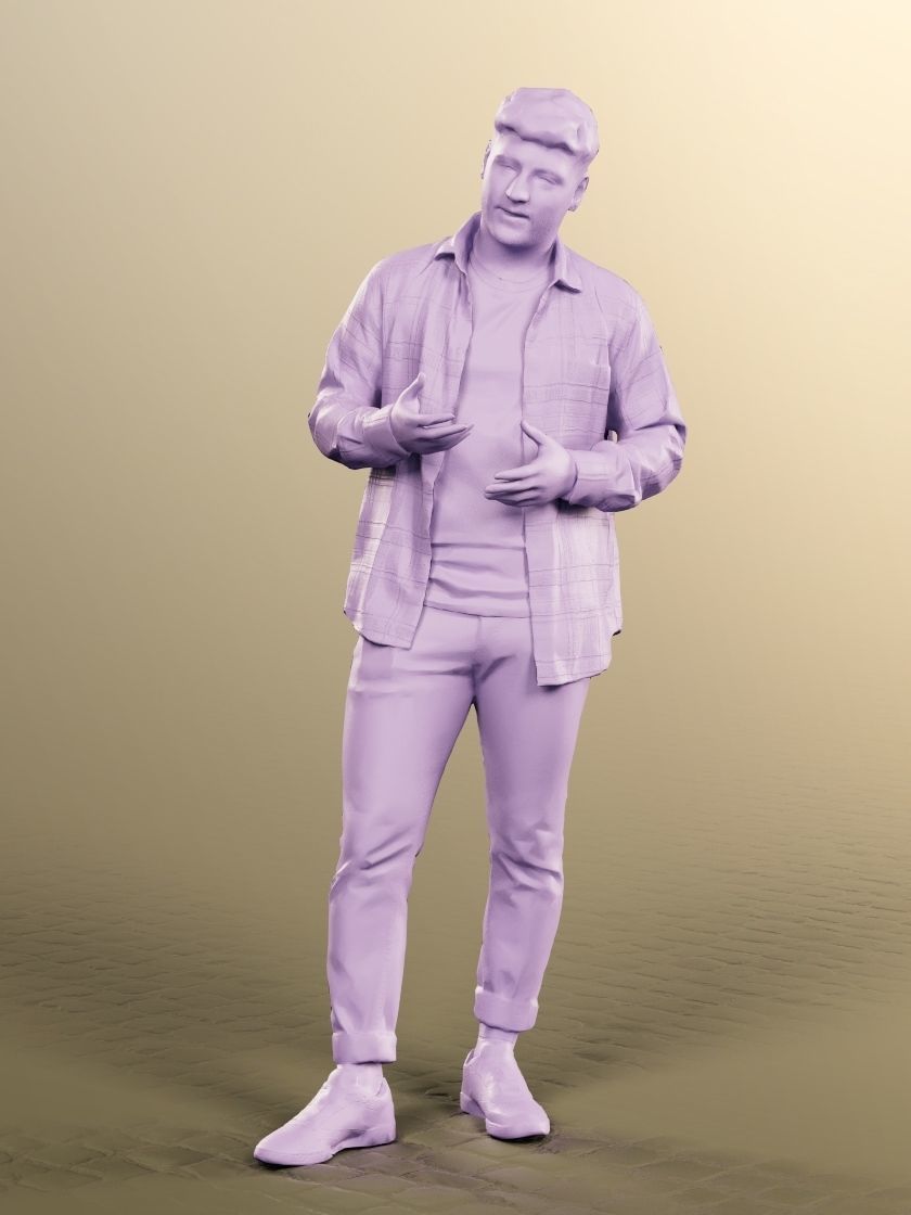 Sahin 12180 - Standing Mediterranean Man Talking Low-poly 3D model_4