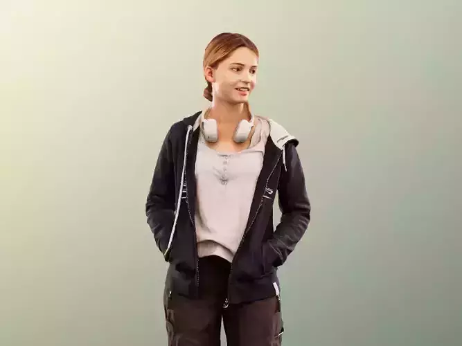 Lea 12114 - Standing Casual Woman With Headphones