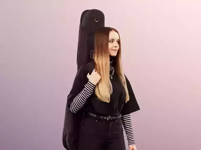 Malina 12090 - Girl Walking With Guitar Bag Low-poly 3D model