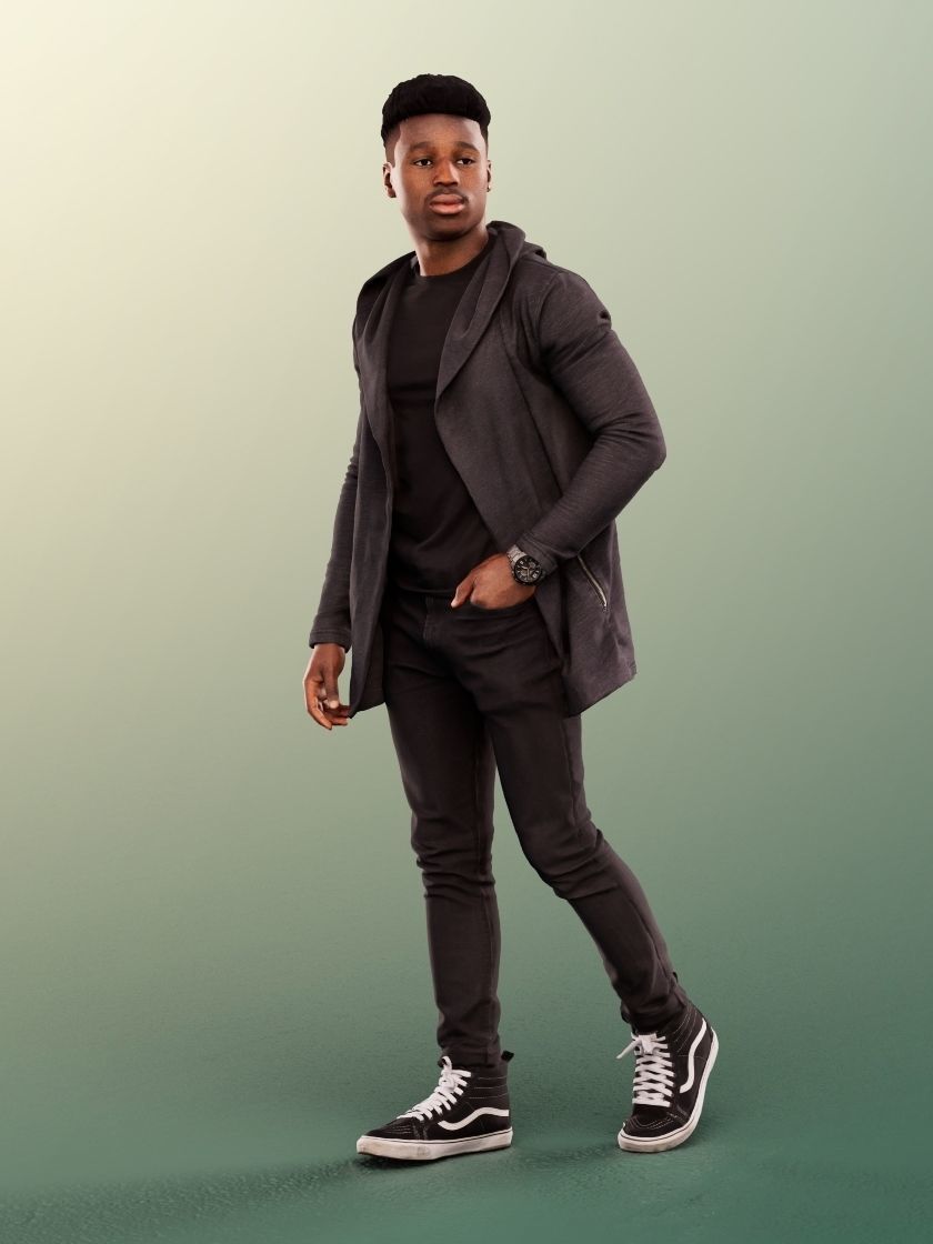 Kendal 12070 - Walking Casual Black Man Low-poly 3D model_3