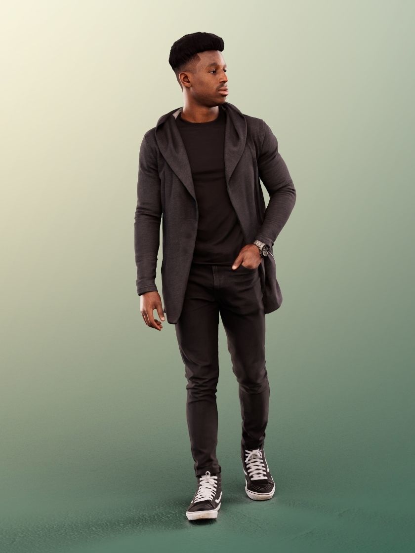 Kendal 12070 - Walking Casual Black Man Low-poly 3D model_2