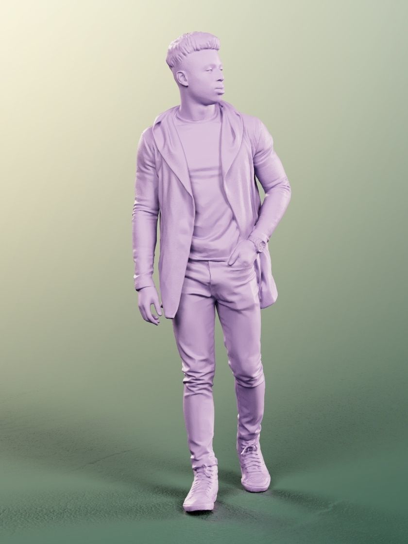 Kendal 12070 - Walking Casual Black Man Low-poly 3D model_4