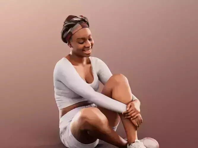 Rae 12044 - Black Woman Sitting On Ground